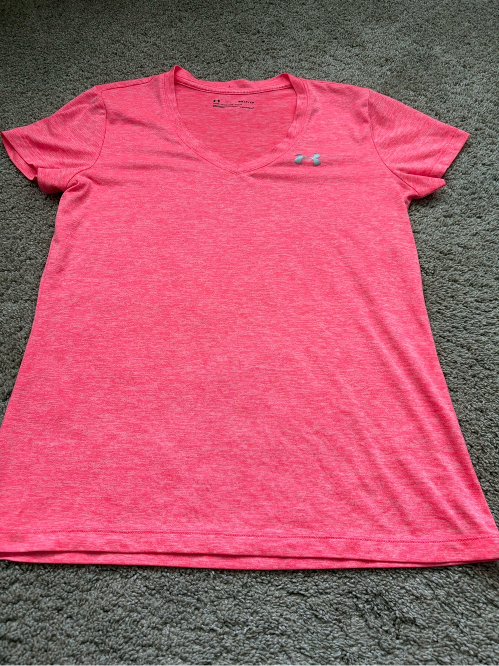 Under Armour Women's Heather Pink V-Neck Short Sleeve Tee